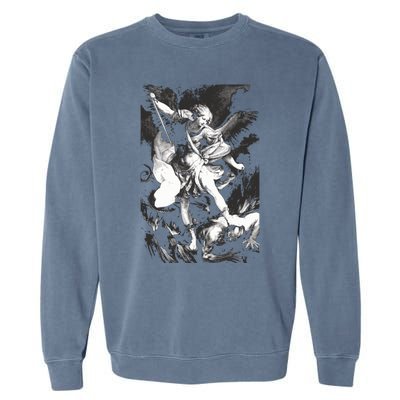 Saint Michael Archangel Angel Catholic Patron Gift Garment-Dyed Sweatshirt