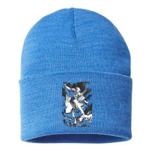 Saint Michael Archangel Angel Catholic Patron Gift Sustainable Knit Beanie