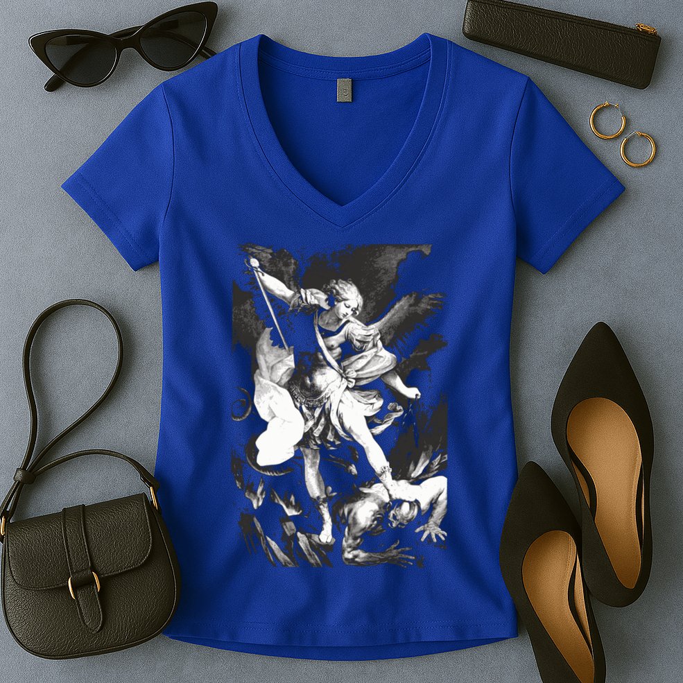 Saint Michael Archangel Angel Catholic Patron Gift Women's V-Neck T-Shirt