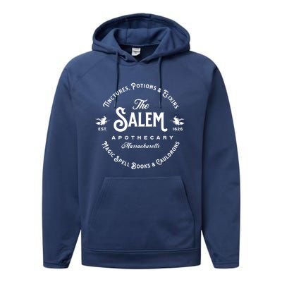 Salem Massachusetts Apothecary Vintage Salem Est 1626 Witch Great Gift Performance Fleece Hoodie