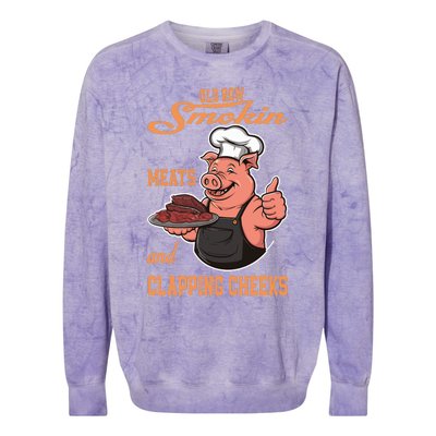 Smoking Meats And Clapping Cheeks Funny Colorblast Crewneck Sweatshirt