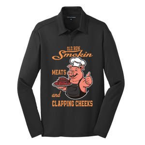 Smoking Meats And Clapping Cheeks Funny Silk Touch Performance Long Sleeve Polo