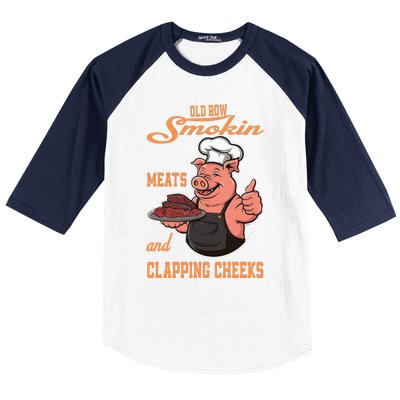 Smoking Meats And Clapping Cheeks Funny Baseball Sleeve Shirt