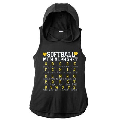 Softball Mom Alphabet Sporty Family Ladies PosiCharge Tri-Blend Wicking Draft Hoodie Tank