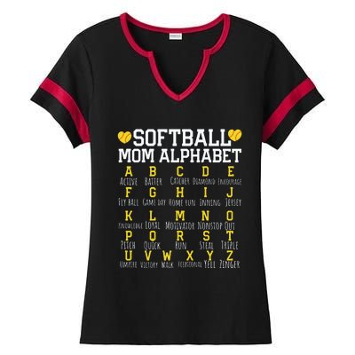 Softball Mom Alphabet Sporty Family Ladies Halftime Notch Neck Tee