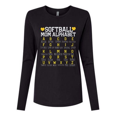 Softball Mom Alphabet Sporty Family Womens Cotton Relaxed Long Sleeve T-Shirt