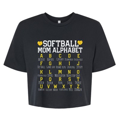 Softball Mom Alphabet Sporty Family Bella+Canvas Jersey Crop Tee