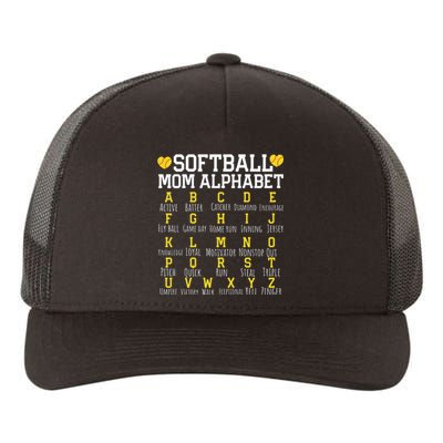 Softball Mom Alphabet Sporty Family Yupoong Adult 5-Panel Trucker Hat