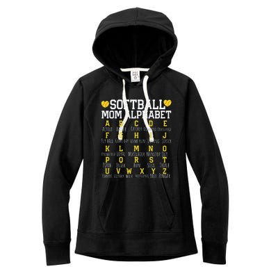 Softball Mom Alphabet Sporty Family Women's Fleece Hoodie