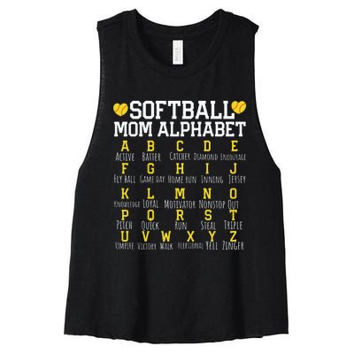 Softball Mom Alphabet Sporty Family Women's Racerback Cropped Tank