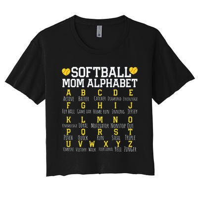 Softball Mom Alphabet Sporty Family Women's Crop Top Tee