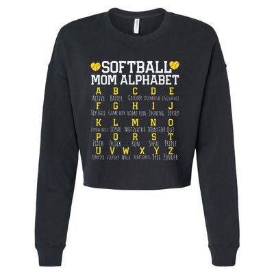 Softball Mom Alphabet Sporty Family Cropped Pullover Crew