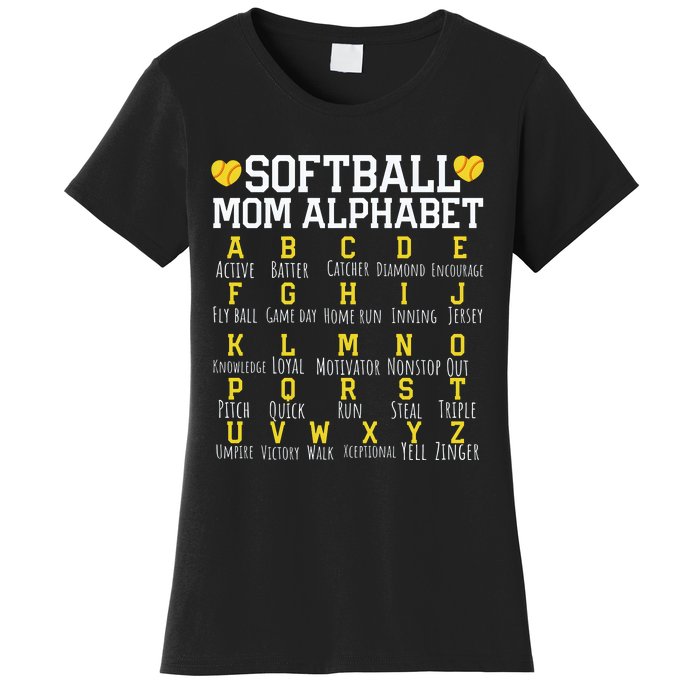 Softball Mom Alphabet Sporty Family Women's T-Shirt