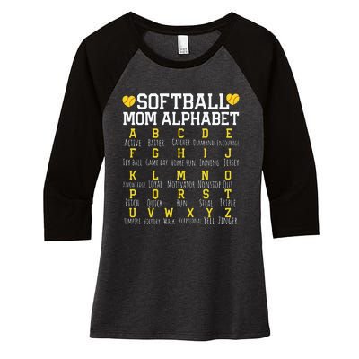 Softball Mom Alphabet Sporty Family Women's Tri-Blend 3/4-Sleeve Raglan Shirt