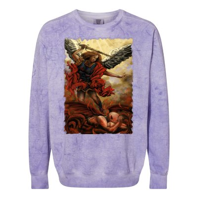 Saint Michael ArchAngel Painting Colorblast Crewneck Sweatshirt