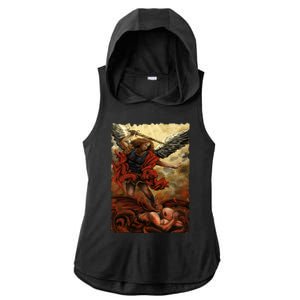 Saint Michael ArchAngel Painting Ladies PosiCharge Tri-Blend Wicking Draft Hoodie Tank