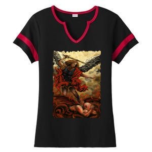 Saint Michael ArchAngel Painting Ladies Halftime Notch Neck Tee