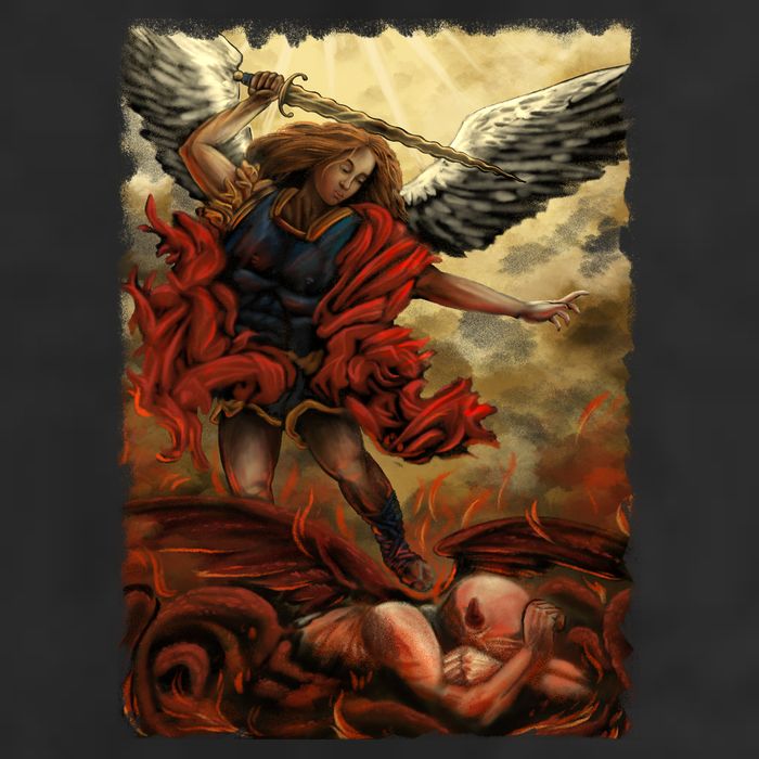Saint Michael ArchAngel Painting 7 Panel Mesh Trucker Snapback Hat