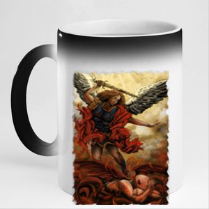 Saint Michael ArchAngel Painting 11oz Black Color Changing Mug