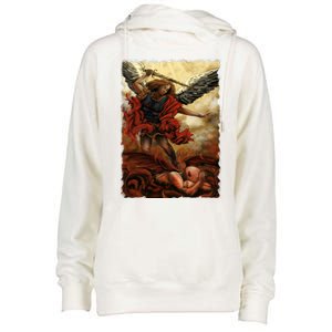 Saint Michael ArchAngel Painting Womens Funnel Neck Pullover Hood