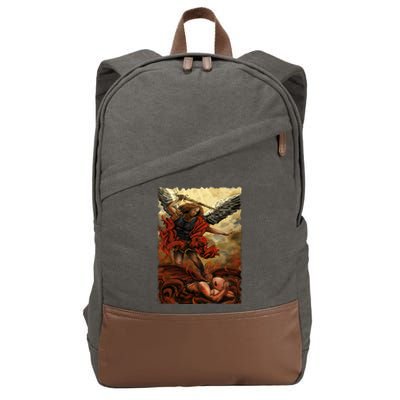 Saint Michael ArchAngel Painting Cotton Canvas Backpack