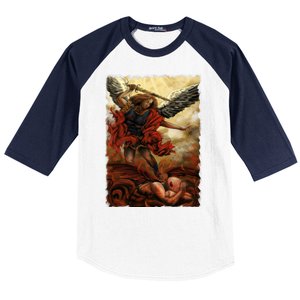 Saint Michael ArchAngel Painting Baseball Sleeve Shirt