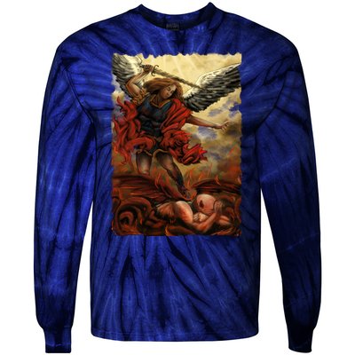 Saint Michael ArchAngel Painting Tie-Dye Long Sleeve Shirt