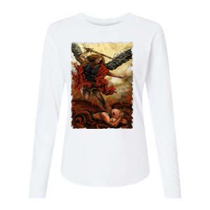 Saint Michael ArchAngel Painting Womens Cotton Relaxed Long Sleeve T-Shirt