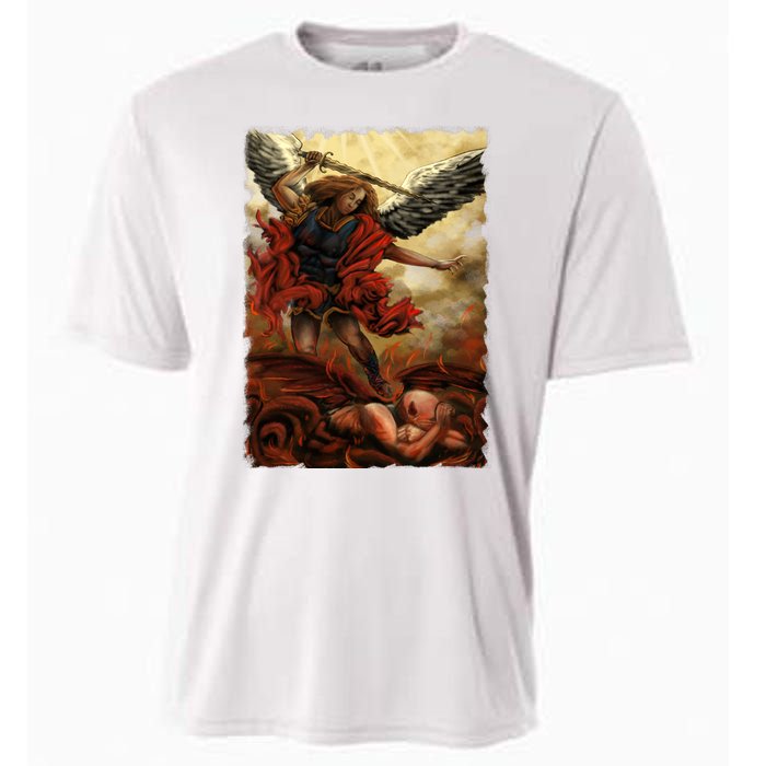 Saint Michael ArchAngel Painting Cooling Performance Crew T-Shirt