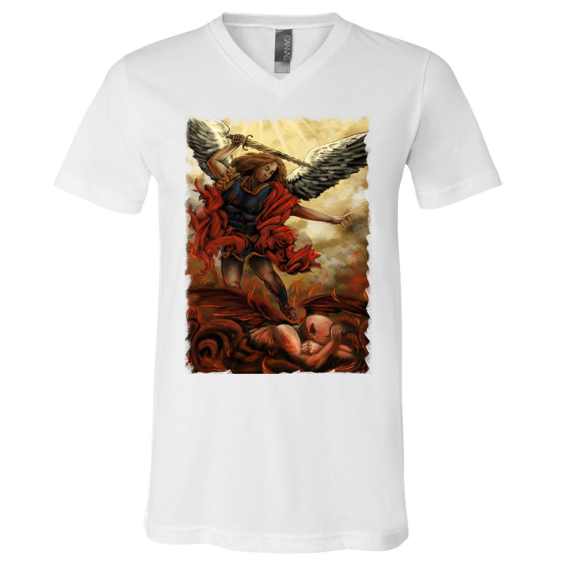 Saint Michael ArchAngel Painting V-Neck T-Shirt