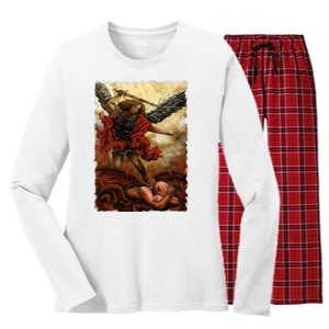 Saint Michael ArchAngel Painting Women's Long Sleeve Flannel Pajama Set 