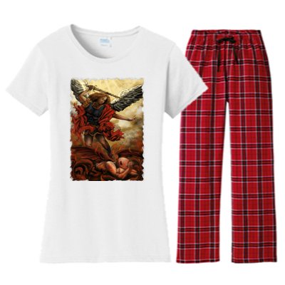 Saint Michael ArchAngel Painting Women's Flannel Pajama Set