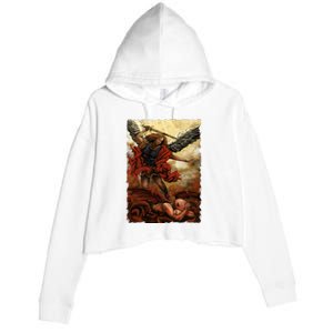 Saint Michael ArchAngel Painting Crop Fleece Hoodie