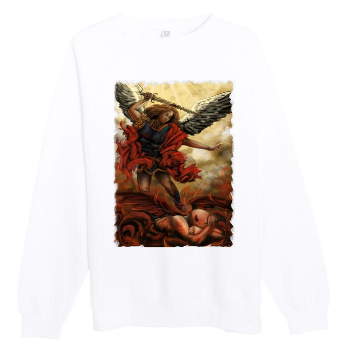 Saint Michael ArchAngel Painting Premium Crewneck Sweatshirt