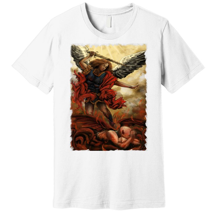 Saint Michael ArchAngel Painting Premium T-Shirt