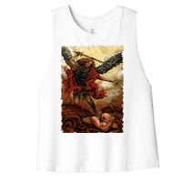 Saint Michael ArchAngel Painting Women's Racerback Cropped Tank