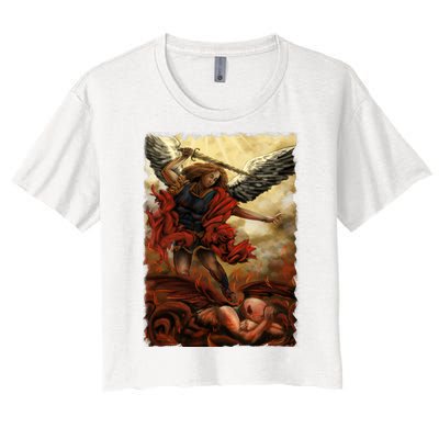 Saint Michael ArchAngel Painting Women's Crop Top Tee