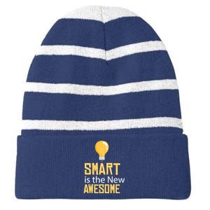 Smart Is Awesome Striped Beanie with Solid Band