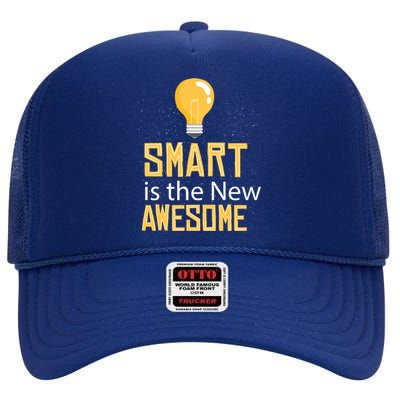 Smart Is Awesome High Crown Mesh Back Trucker Hat