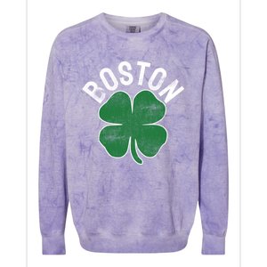 Shamrock Massachusetts Boston St Patricks Day Irish Green Gift Colorblast Crewneck Sweatshirt