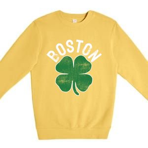 Shamrock Massachusetts Boston St Patricks Day Irish Green Gift Premium Crewneck Sweatshirt