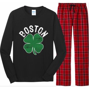 Shamrock Massachusetts Boston St Patricks Day Irish Green Gift Long Sleeve Pajama Set