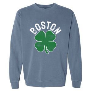 Shamrock Massachusetts Boston St Patricks Day Irish Green Gift Garment-Dyed Sweatshirt