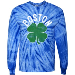 Shamrock Massachusetts Boston St Patricks Day Irish Green Gift Tie-Dye Long Sleeve Shirt