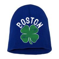 Shamrock Massachusetts Boston St Patricks Day Irish Green Gift Short Acrylic Beanie