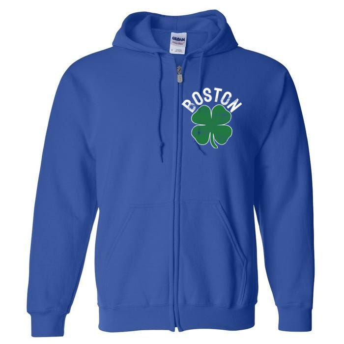 Shamrock Massachusetts Boston St Patricks Day Irish Green Gift Full Zip Hoodie