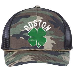 Shamrock Massachusetts Boston St Patricks Day Irish Green Gift Retro Rope Trucker Hat Cap