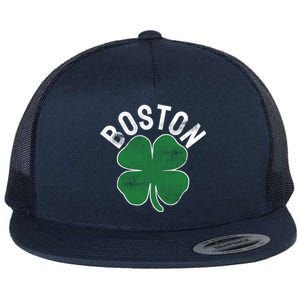 Shamrock Massachusetts Boston St Patricks Day Irish Green Gift Flat Bill Trucker Hat