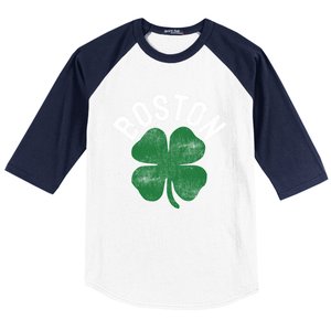 Shamrock Massachusetts Boston St Patricks Day Irish Green Gift Baseball Sleeve Shirt