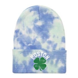 Shamrock Massachusetts Boston St Patricks Day Irish Green Gift Tie Dye 12in Knit Beanie